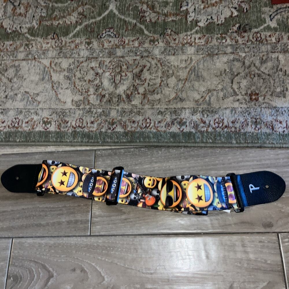 Perri's Emoji Adjustable Guitar Strap Cool Happy Face 2.5 in.